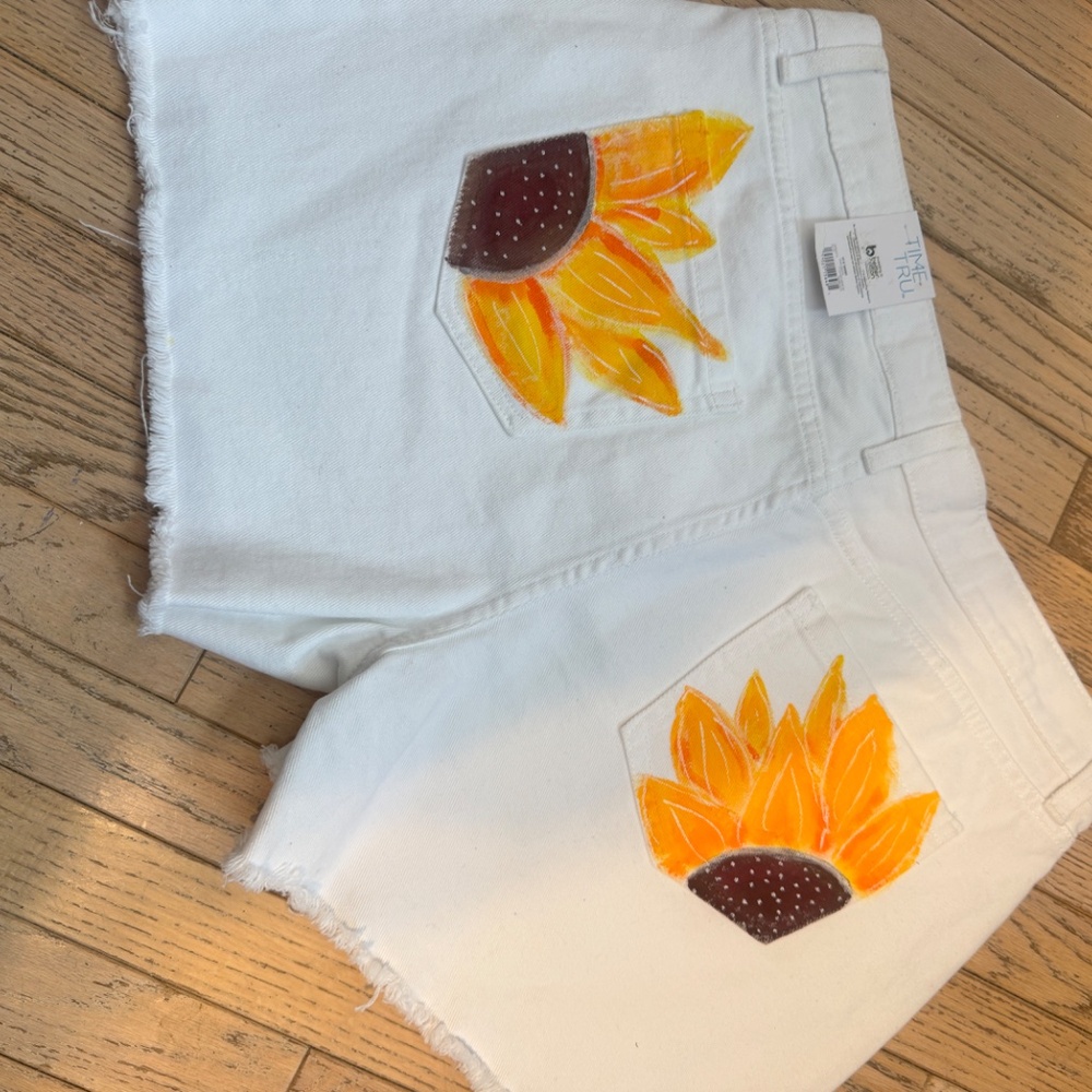 Winnie Woodson | Hand-Painted "Sunflower Soul" Distressed Shorts